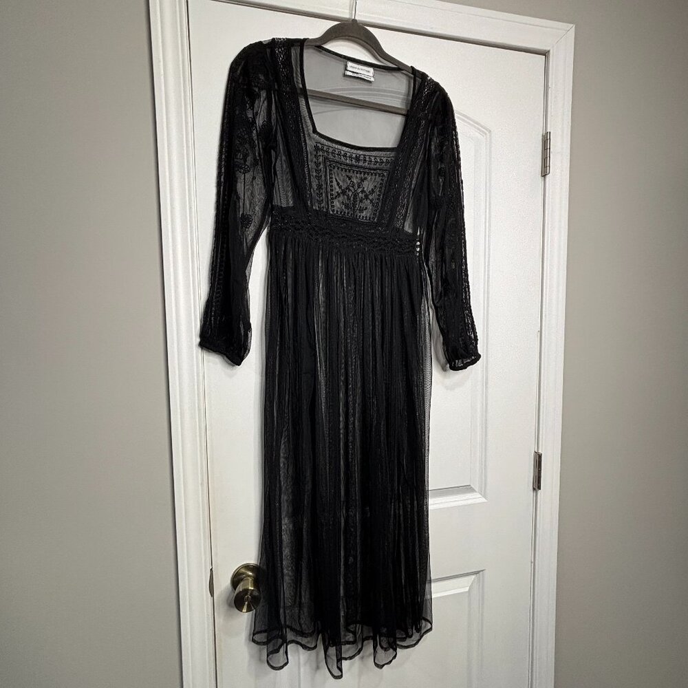 Urban Outfitters Black Sheer Lace Trim Dress Size Small